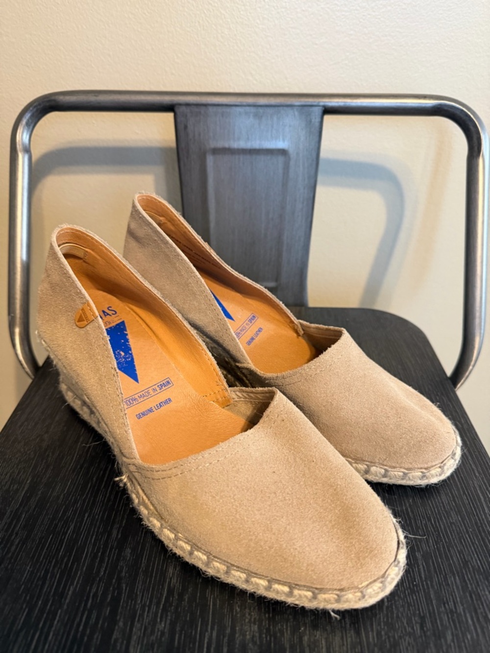 NO LONGER AVAILABLE Suede Espadrille Wedge Shoes Taupe Made in Spain EU 38